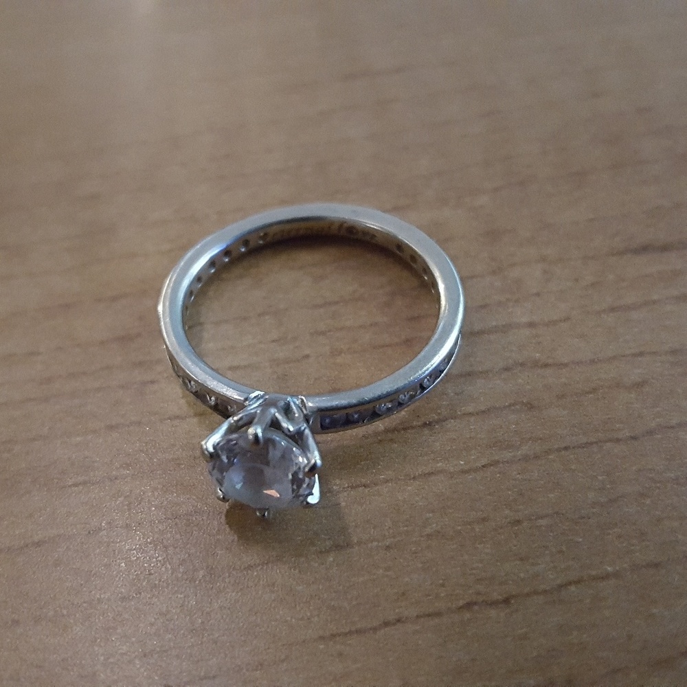 Diamonique sterling silver white gold ring size 9